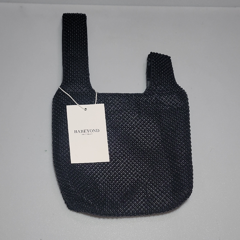 NWT Babeyond Assymetric Purse, Aluminum Beads, Satin Base MRSP 29$